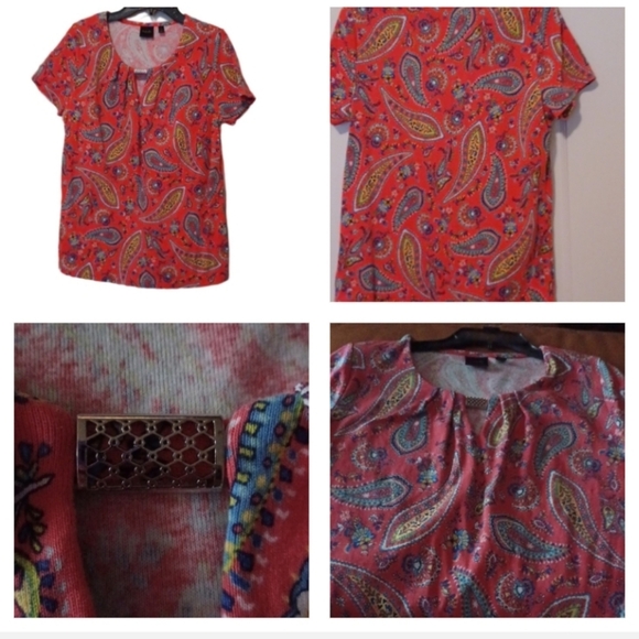 💙🌺Rafaella Red and Blue Elegant Top - Picture 1 of 10